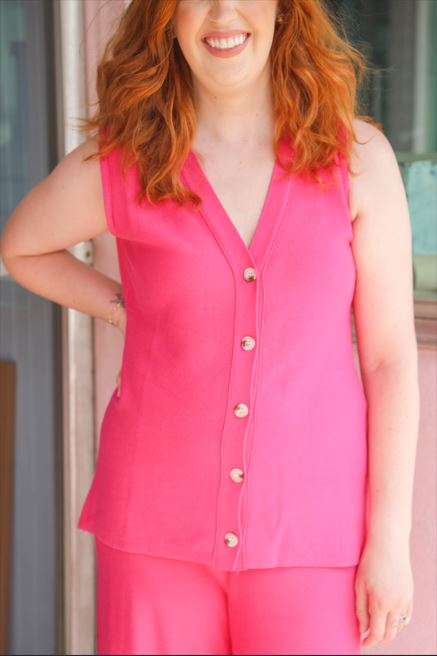 Sleeveless Button Down Top