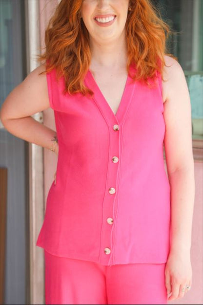 Sleeveless Button Down Top