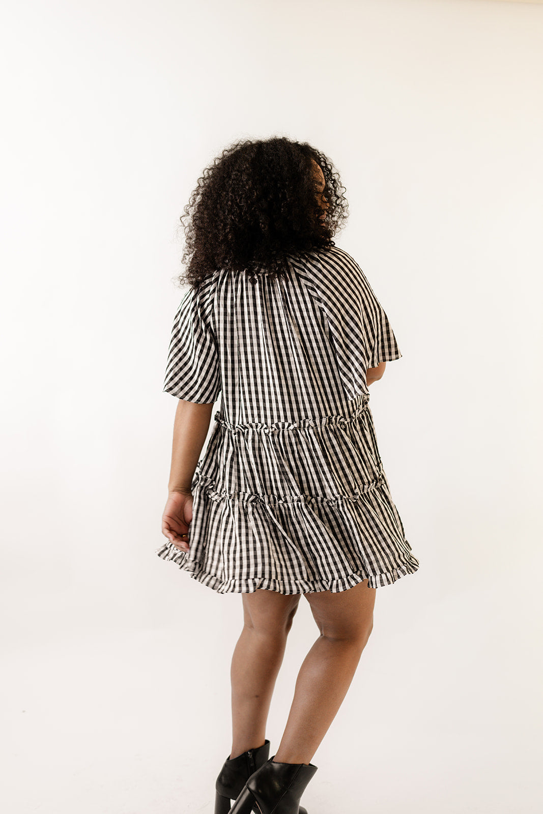 Lakin Swing Mini Dress - Black Check image 7