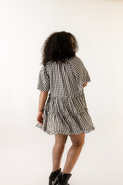Lakin Swing Mini Dress - Black Check image 7