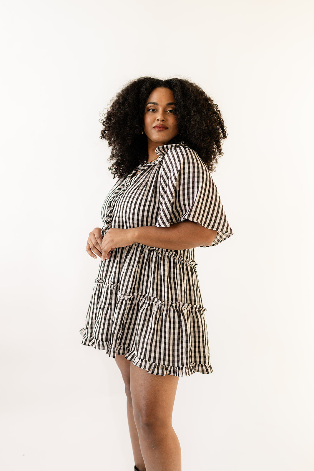 Lakin Swing Mini Dress - Black Check image 2